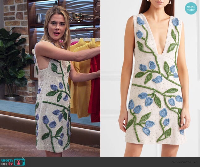 Ganni Orsay Embellished Chiffon Mini Dress worn by Trish Walker (Rachael Taylor) on Jessica Jones