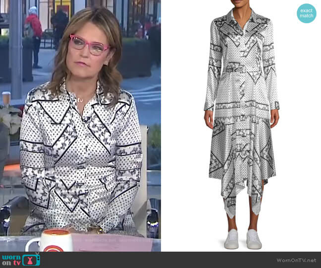 Ganni Blakely Scarf-Print Silk Dress worn by Savannah Guthrie on Today