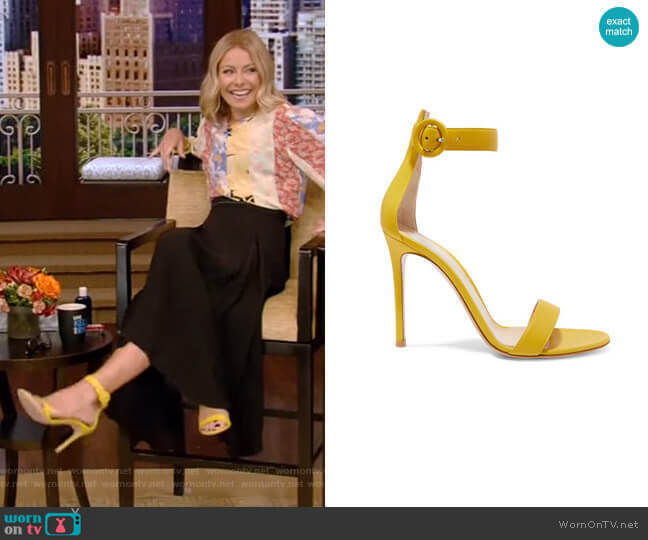 Gianvito Rossi Portofino Leather Sandals worn by Kelly Ripa on Live with Kelly and Mark