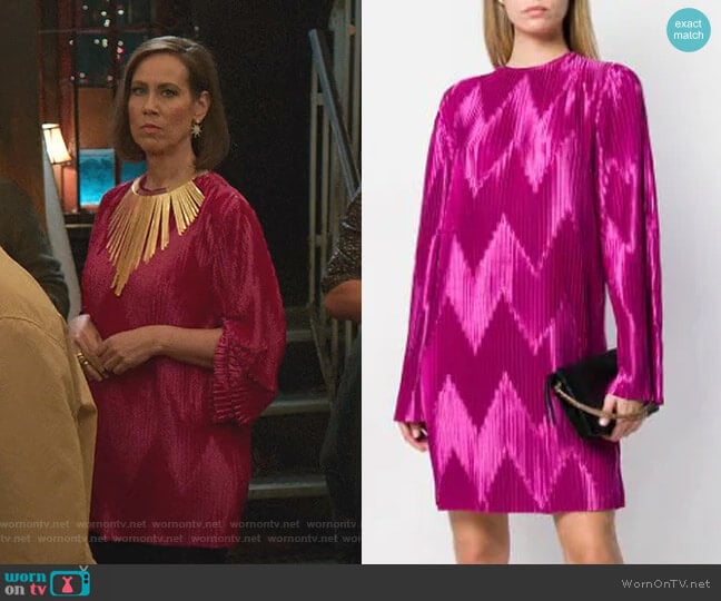 Givenchy Zig Zag Pleated Dress worn by Diana Trout (Miriam Shor) on Younger