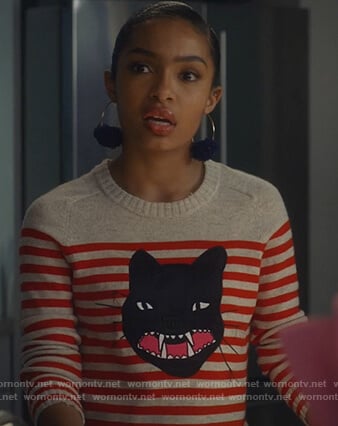 Zoey’s striped cat sweater on Grown-ish