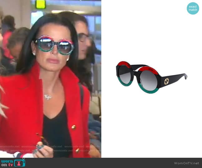 Gucci Glittered Oversized Round Sunglasses worn by Kyle Richards on The Real Housewives of Beverly Hills