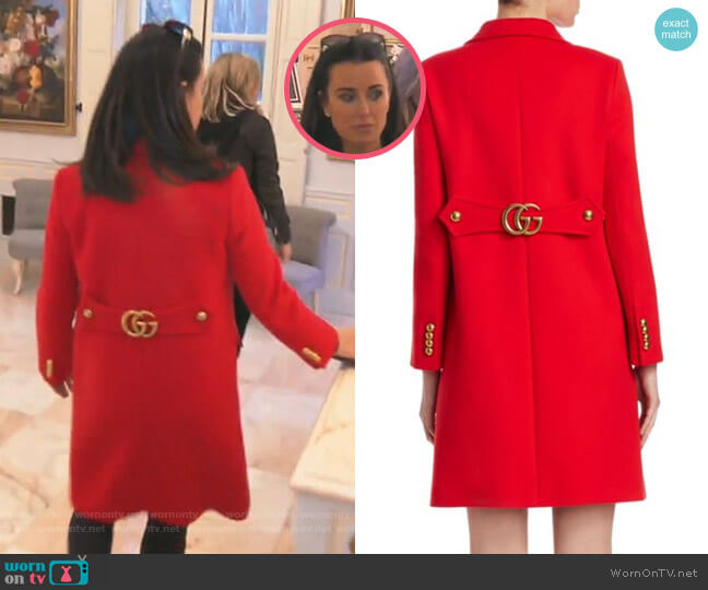 Gucci Wool Peacoat worn by Kyle Richards on The Real Housewives of Beverly Hills