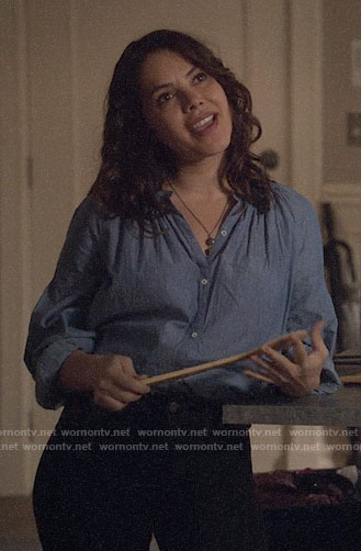 Isabel’s chambray button front top on Designated Survivor