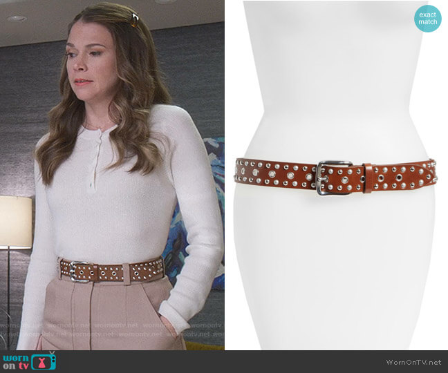 Etoile Isabel Marant Rica Studded Leather Belt worn by Liza Miller (Sutton Foster) on Younger
