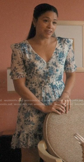 Jane’s blue and white floral dress on Jane the Virgin