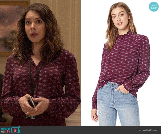 Joie Mintee Blouse in Blackberry worn by Isabel Pardo (Elena Tovar) on Designated Survivor