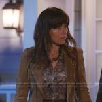 Judy’s green leopard print blouse and suede jacket on Dead to Me