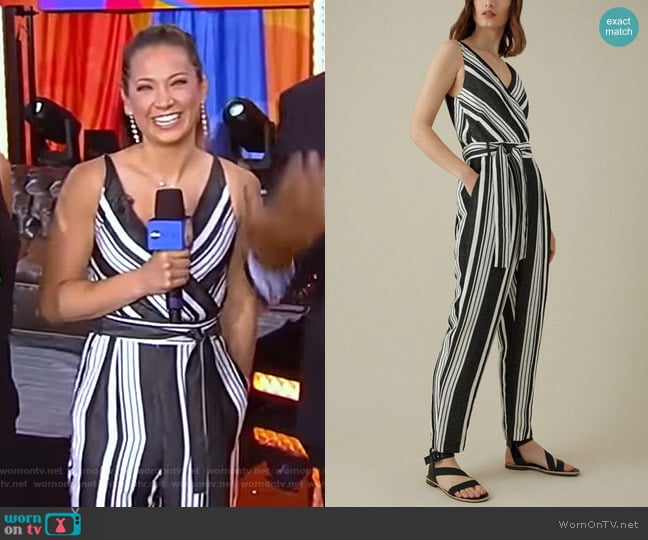 Karen Millen Linen Jumpsuit worn by Ginger Zee on Good Morning America