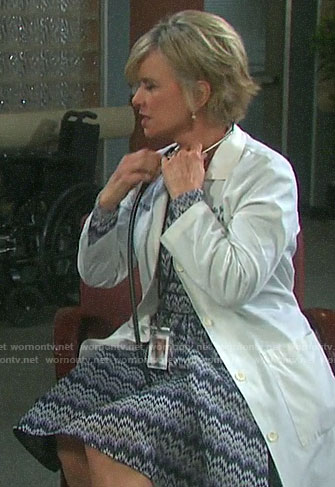 Kayla’s blue zig zag dress on Days of our Lives