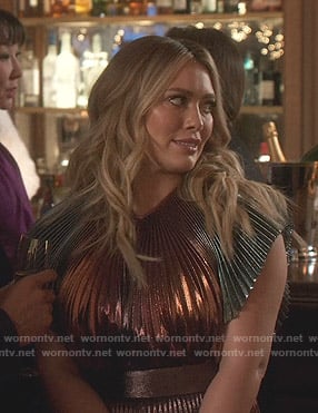 Kelsey’s metallic pleated gown on Younger