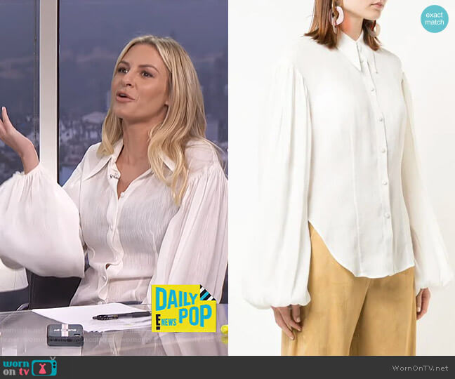 Khaite Bishop Sleeve Shirt worn by Morgan Stewart on E! News