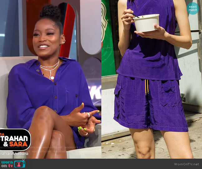 KkCo Camp Short in Grape worn by Keke Palmer on Good Morning America