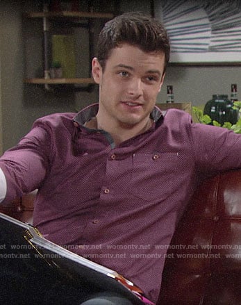 Kyle’s purple printed button down shirt on The Young and the Restless