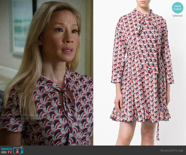 La Doublej Short Print Shirt Dress worn by Joan Watson (Lucy Liu) on Elementary