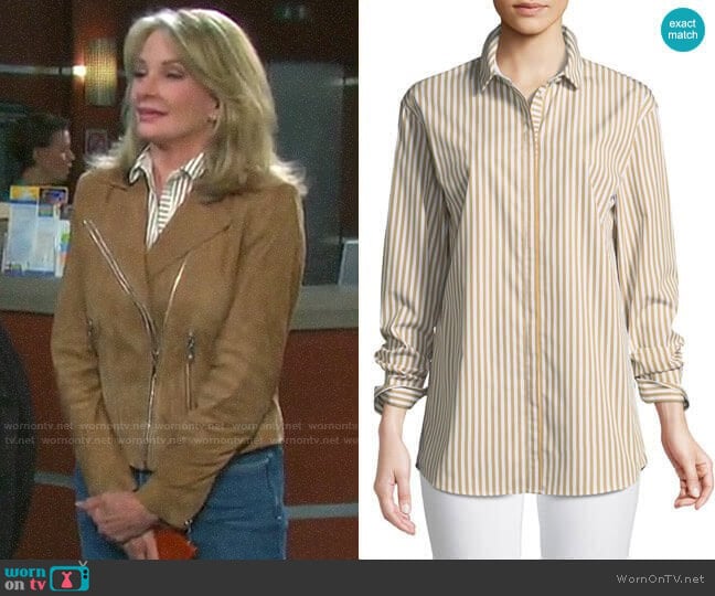 Lafayette 148 New York Sabira Saxony Striped Blouse worn by Marlena Evans (Deidre Hall) on Days of our Lives