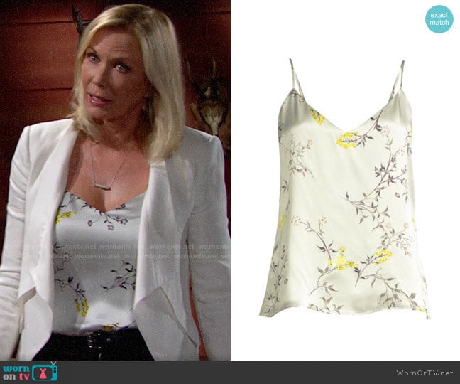 L'Agence Jane Silk Floral Camisole worn by Brooke Logan (Katherine Kelly Lang) on The Bold and the Beautiful