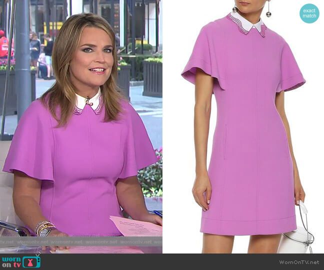 Lela Rose Poplin-Trimmed Stretch-Wool Crepe Mini Dress worn by Savannah Guthrie on Today