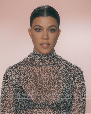 Kourtney’s leopard print turtleneck top on Keeping Up with the Kardashians