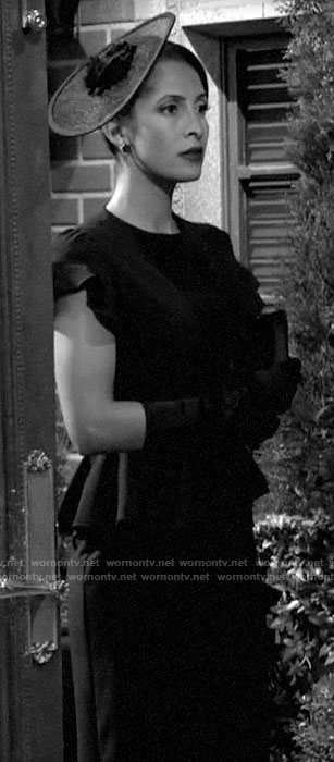 Lily’s vintage style peplum dress with ruffle sleeves on The Young and the Restless