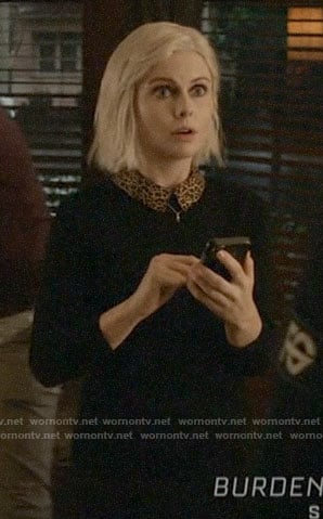 Liv’s black sweater with leopard collar on iZombie