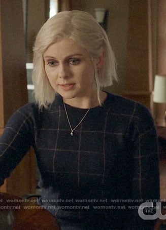 Liv’s navy windowpane check sweater on iZombie