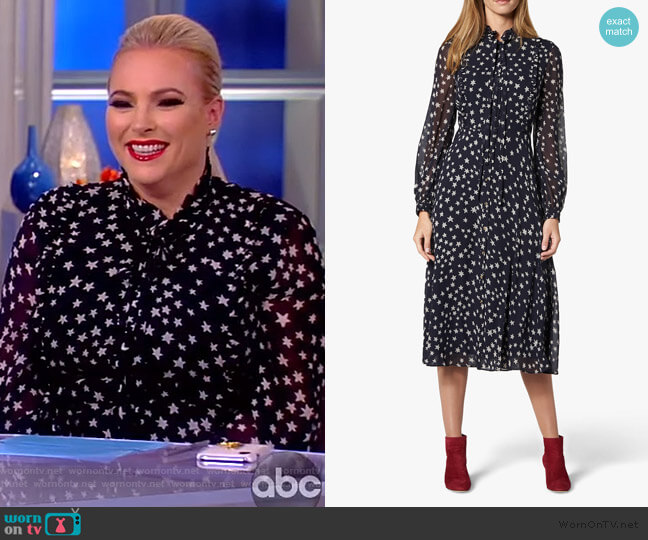 LK Bennett Filia Star Print Silk Flared Dress worn by Meghan McCain on The View