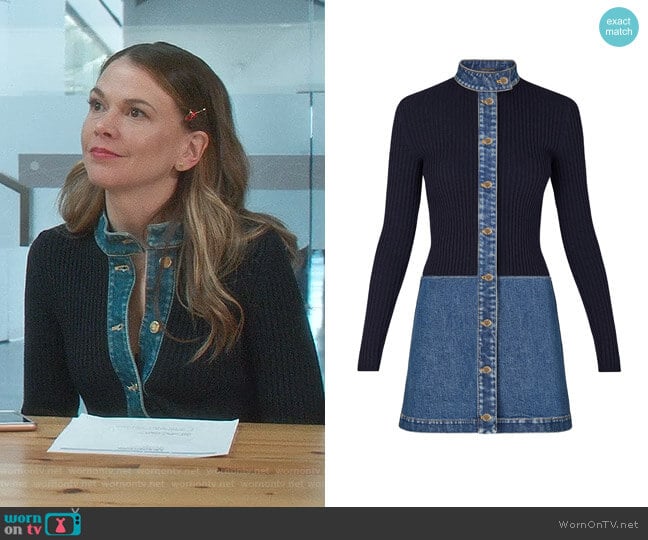 Louis Vuitton Stonewashed Denim Bi-Material Dress worn by Liza Miller (Sutton Foster) on Younger