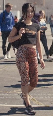 Maddy’s leopard print pants and Daisy top on Euphoria