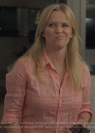 Madeline’s coral plaid shirt on Big Little Lies
