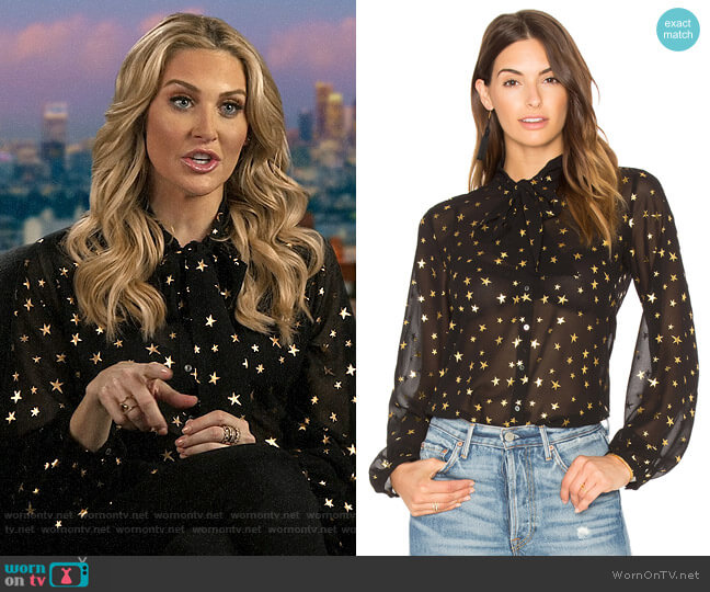 Maison Scotch Sheer Star Tie Neck Blouse worn by Stephanie Pratt (Stephanie Pratt) on The Hills New Beginnings
