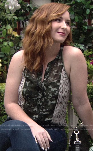 Mariah’s mixed print top on The Young and the Restless