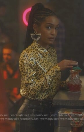 Zoey’s leopard metallic shirt on Grown-ish