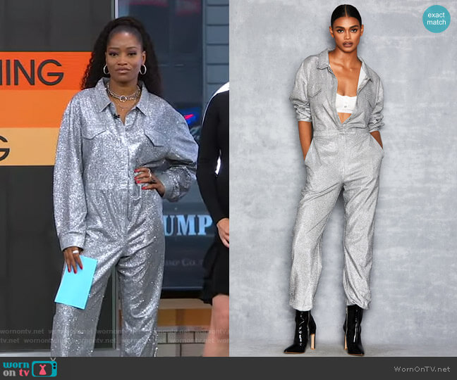 Mistress Rocks Silver Sparkle Boiler Suit worn by Keke Palmer on Good Morning America