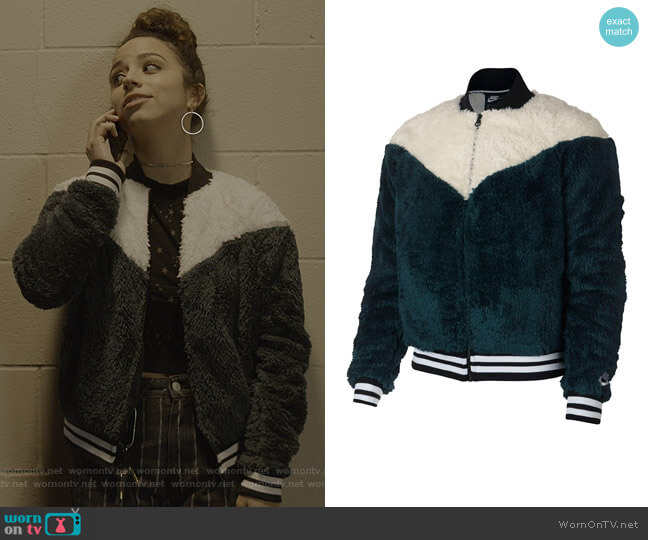 Nike Sportswear Fleece Bomber Jacket worn by Moe Truax (Kiana Madeira) on Trinkets