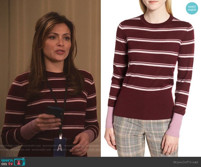 Nordstrom Signature Stripe Cashmere Sweater worn by Emily Rhodes (Italia Ricci) on Designated Survivor