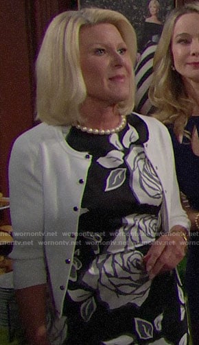 Pam’s black and white rose print dress on The Bold and the Beautiful