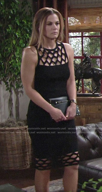 Phyllis’s black cage cutout dress on The Young and the Restless