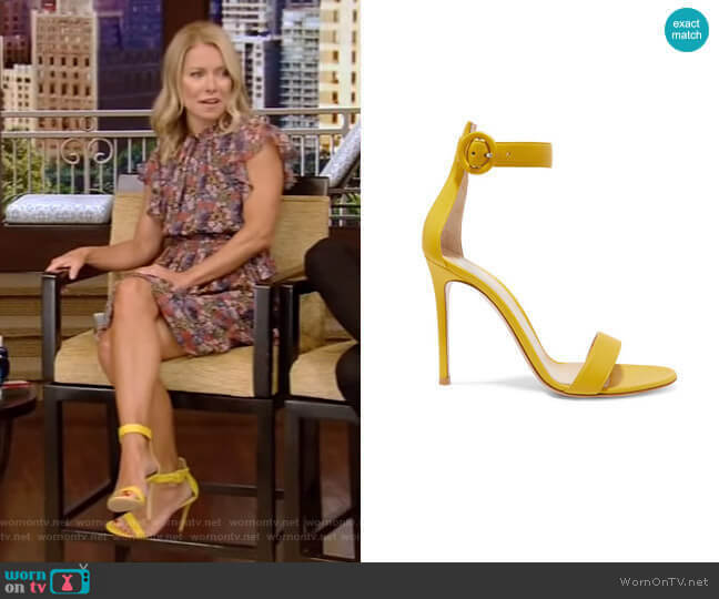 Gianvito Rossi Portofino Leather Sandals worn by Kelly Ripa on Live with Kelly and Mark