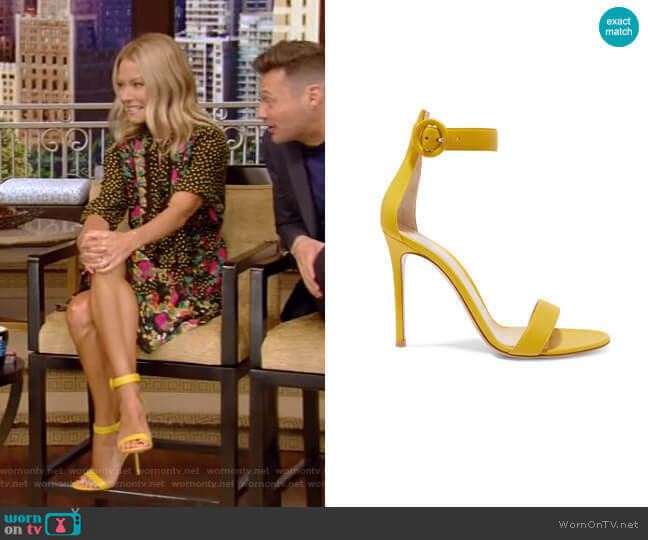 Gianvito Rossi Portofino Leather Sandals worn by Kelly Ripa on Live with Kelly and Mark