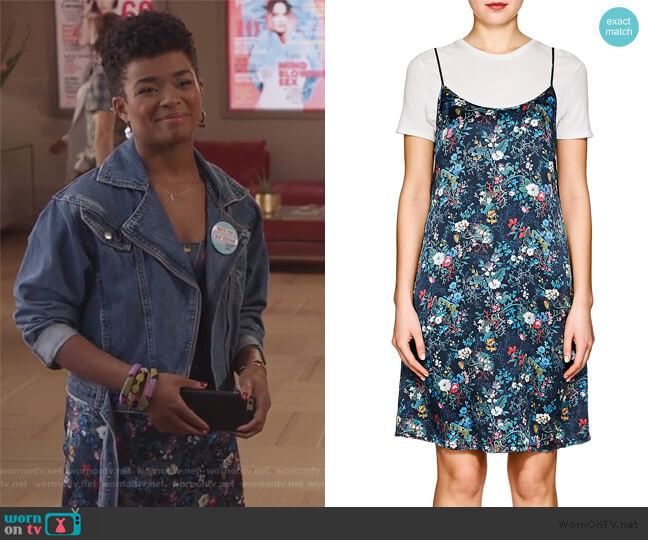 R13 Floral Silk Charmeuse Slipdress worn by Tia Clayton (Alexis Floyd) on The Bold Type
