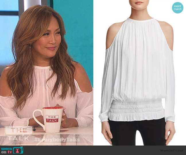 Ramy Brook Lauren Cold Shoulder Blouse worn by Carrie Inaba on The Talk