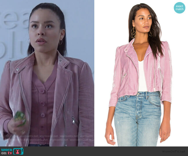 Rebecca Taylor Velvet Moto Jacket worn by Mariana Foster (Cierra Ramirez) on Good Trouble