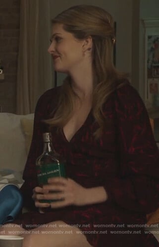 Sutton’s red floral wrap dress on The Bold Type