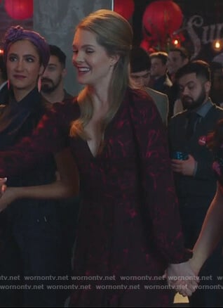 Sutton’s red floral wrap dress on The Bold Type