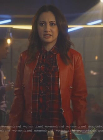 Ana’s red plaid blouse on Grown-ish