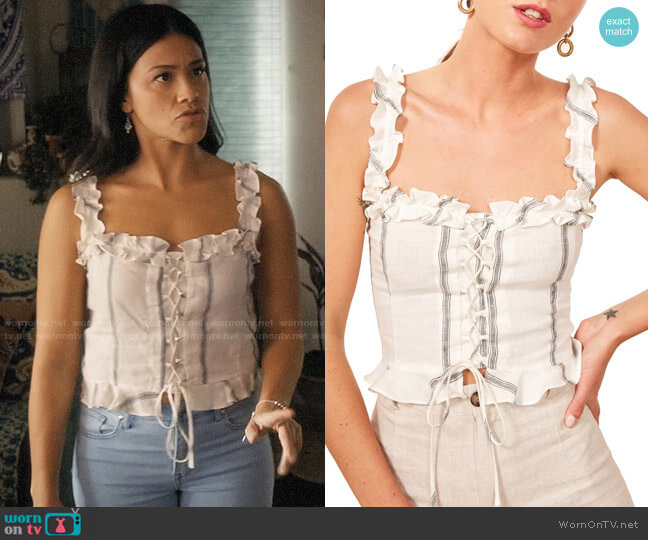 Reformation Bayley Top worn by Jane Villanueva (Gina Rodriguez) on Jane the Virgin