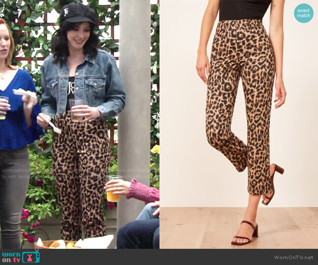Reformation Marlon Pants in Leopard worn by Tessa Porter (Cait Fairbanks) on The Young and the Restless