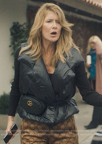 Renata’s puffer vest and Gucci belt bag on Big Little Lies