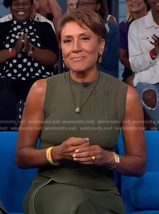 Robin’s green belted knit dress on Good Morning America